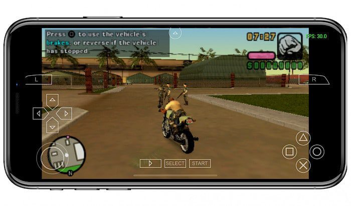 PPSSPP for iOS running GTA game.