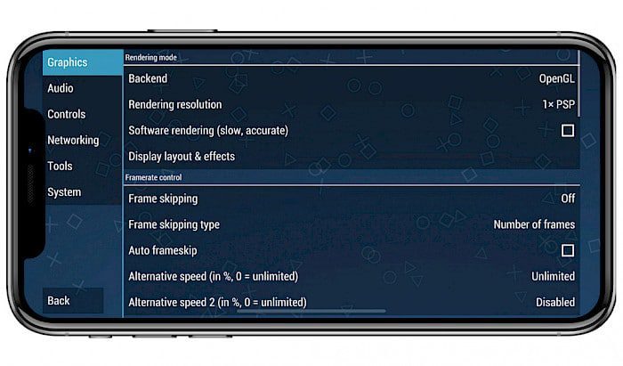 PPSSPP for iOS 16 settings.