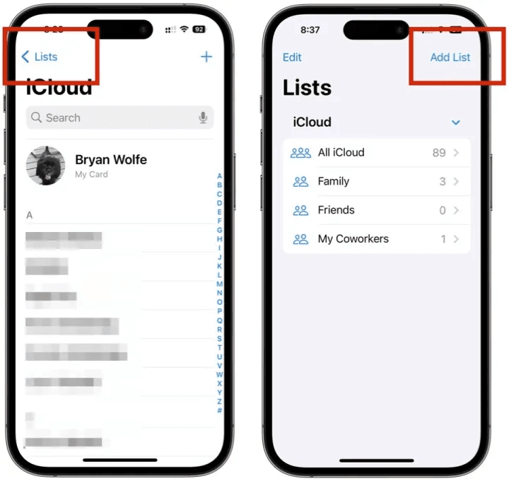 contacts app add list 2