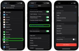 clear safari cache ios